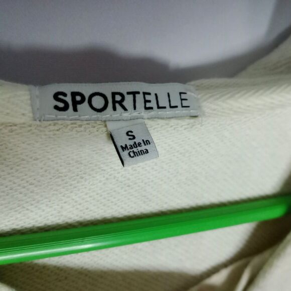 Sportelle Lace Up V-Neck Lightweight Hoodie Cotton Pocket Sweatshirt Top Small - Picture 5 of 5